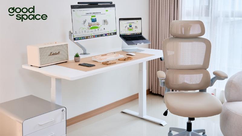 Kệ sách được trang trí bằng phụ kiện độc đáo và cây xanh nhỏ